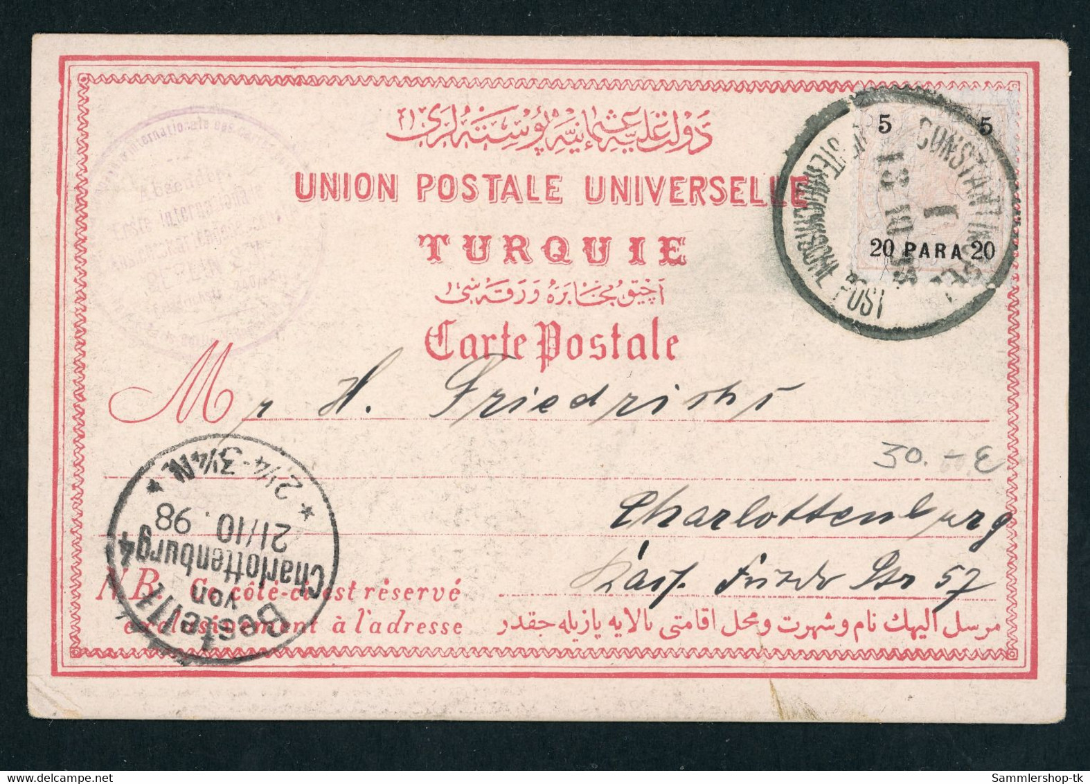 Dt. Auslandspostämter Türkei Ansichtskarte Konstantinopel 1898