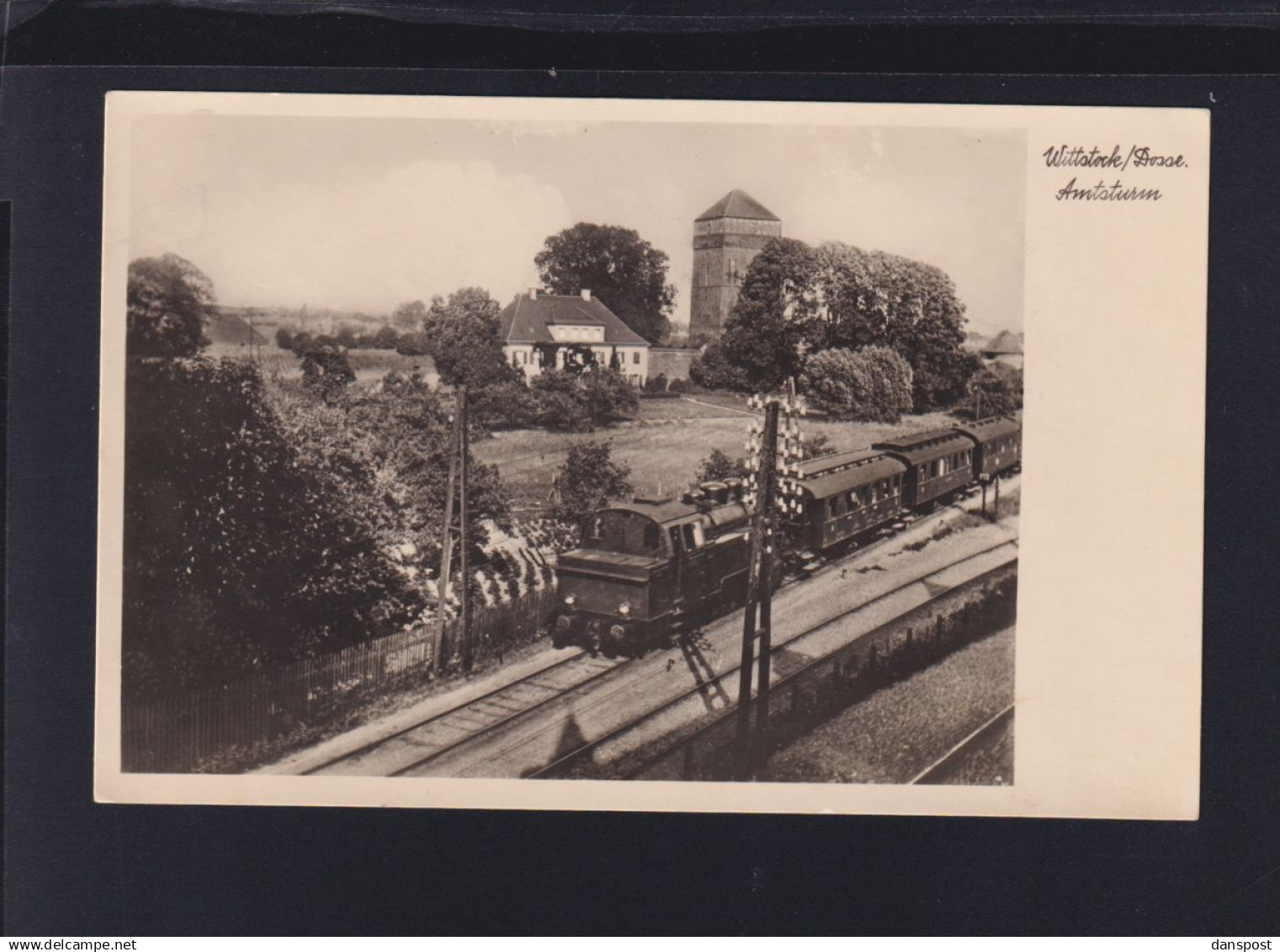 Dt. Reich AK Wittstock/Dosse Amtsturm Eisenbahn