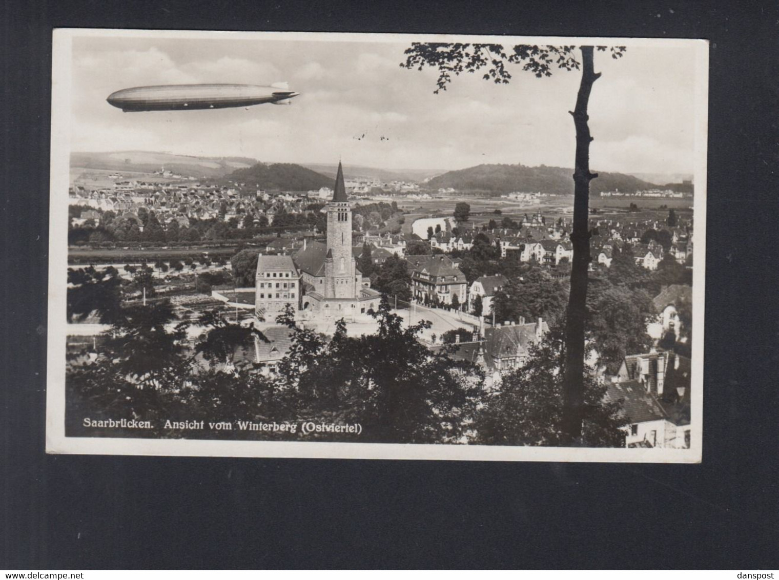 Dt. Reich AK Zeppelin über Saarbrücken Winterberg