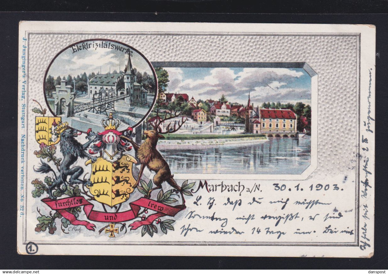 Dt. Reich Litho 1903 Marbach a. N.