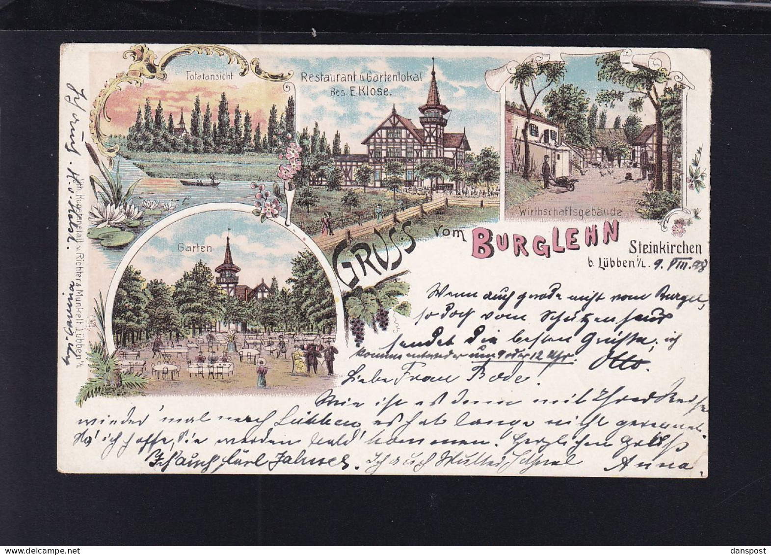 Dt. Reich Litho Burglehn Steinkirchen Lübben