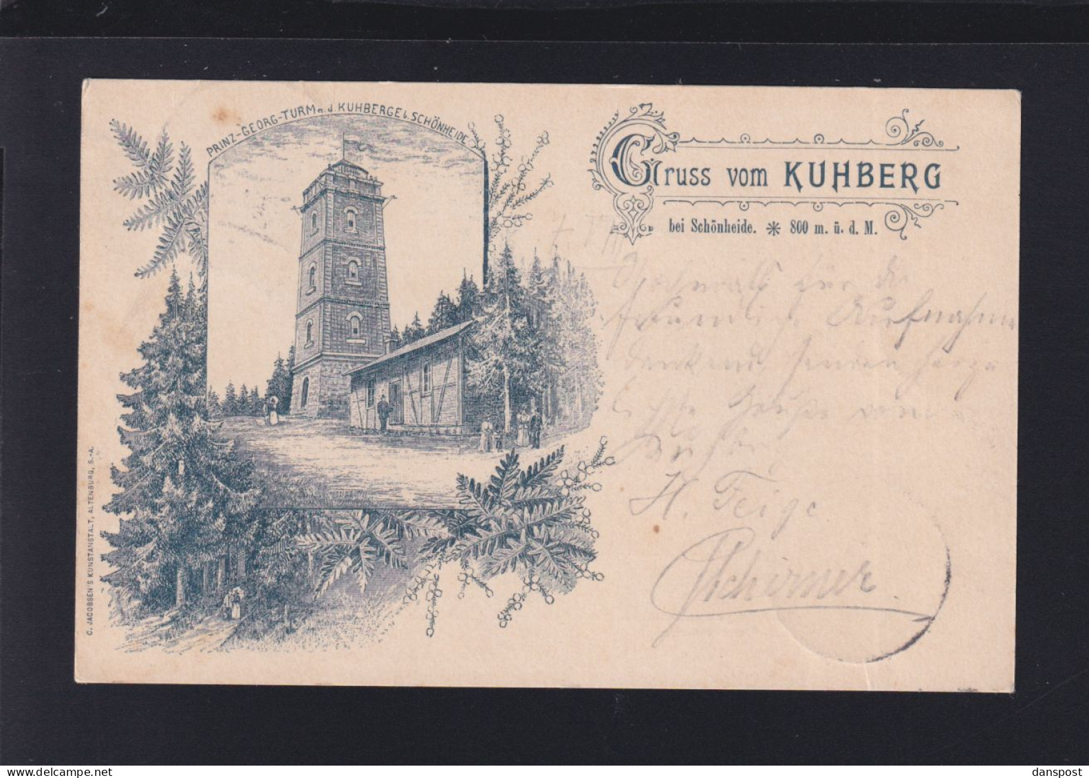 Dt. Reich Litho Kuhberg bei Schönheide 1898