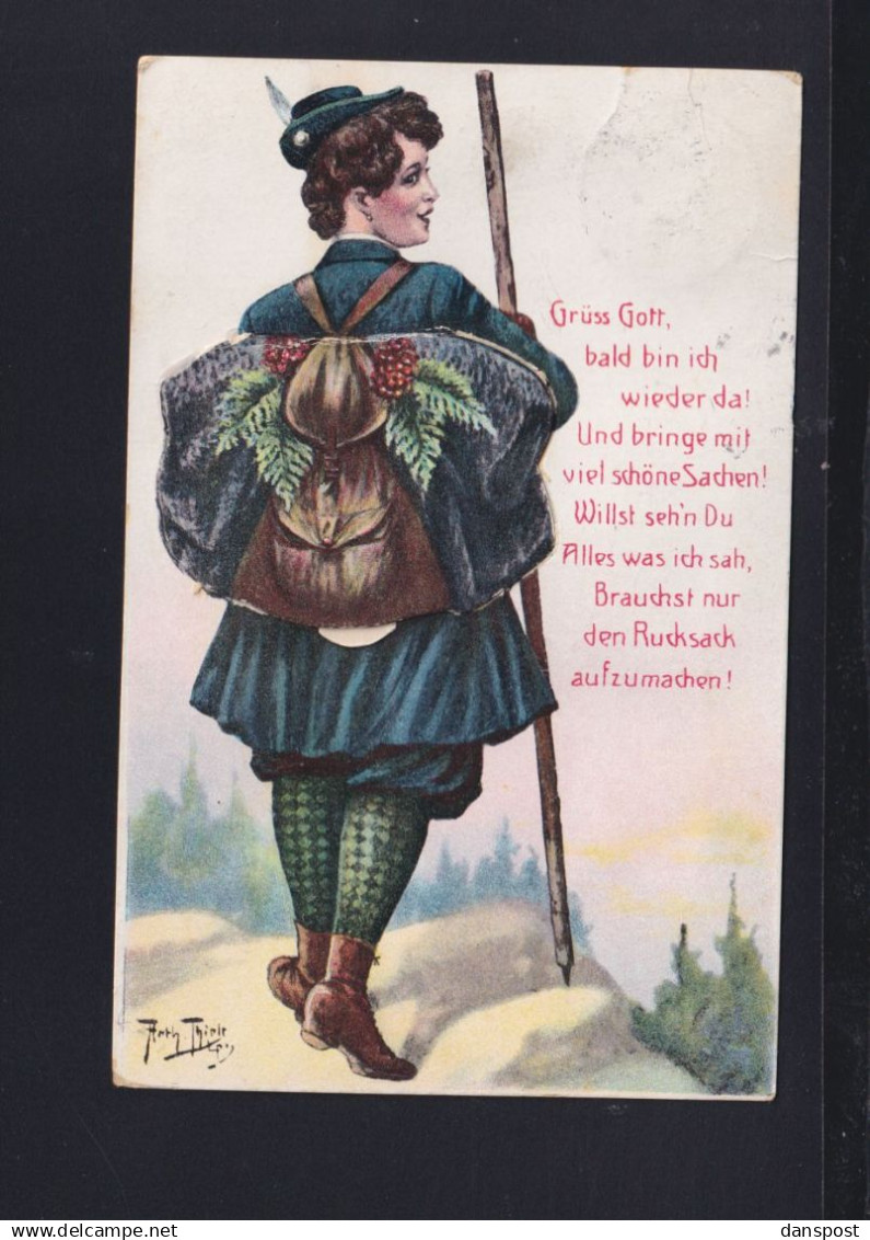 Dt. Reich PK Wanderer Frau Feldberg Taunus 1913