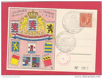 CP - DUDELANGE - Journée du timbre 28 Juillet 1946 - Fédération des Sociétés Philatéliques du Grand Duché du Luxembourg