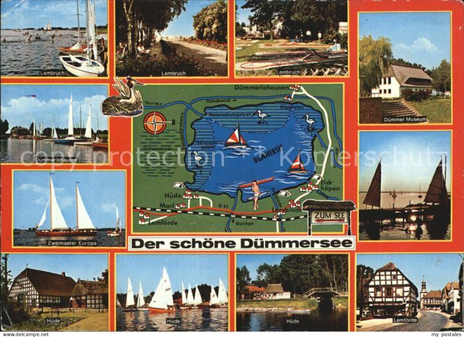 Duemmersee Diepholz Segelboote Fachwerkhaeuser