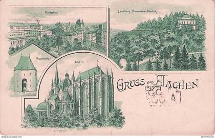 Aachen Maschiertor Dom Lousberg Burtscheid Lithographie Aachen