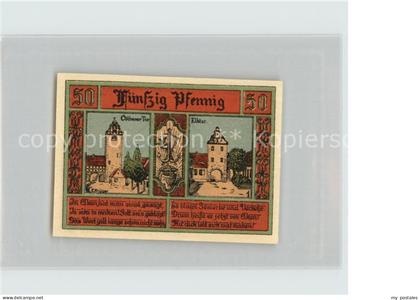 Aken Elbe 50 Pfennig Gutschein Tor Burg