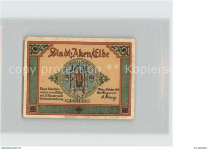 Aken Elbe 75 Pfennig Gutschein Burg Rathaus