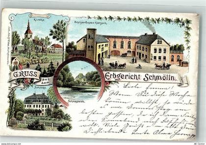 01877 O8508 Schmölln , OL 1901 Lithographie Schloß Schloßteich Gasthaus ... - 13637854