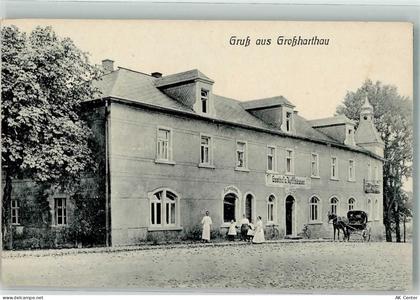01909 O8504 Großharthau Foto AK Gasthaus zum Kyffhäuser Kutsche - 13528569