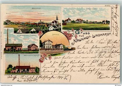 04683 O7245 Naunhof b Grimma 1900 Lithographie Bahnhof Wasserwerk I. und... - 13628055