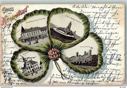 06577 O4733 Heldrungen 1904 Lithographie Rathaus Sachsenburg Geschäftsha... - 13672290