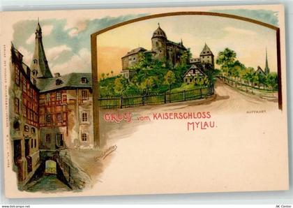 08499 O9803 Mylau Lithographie / Künstlerkarte Kaiserschloß Mylau Schloß... - 13270014
