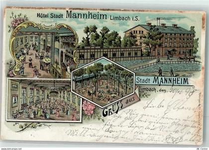 09212 O9102 Limbach-Oberfrohna 1898 Lithographie Hotel Stadt Mannheim Sa... - 13625612