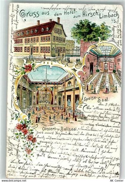 09212 O9102 Limbach-Oberfrohna 1898 Lithographie Hotel zum Hirsch Konzer... - 13627390