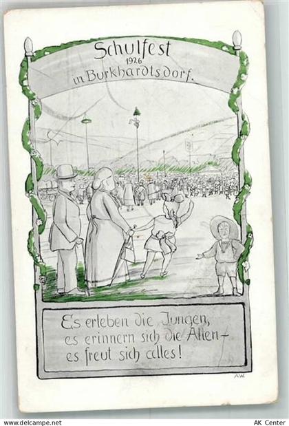 09235 O9135 Burkhardtsdorf 1926 Künstlerkarte Schulfest 1926 in Burkhard... - 13664523