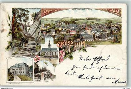 09419 O9377 Thum 1898 Lithographie Georgenstein-Treppenaufgang Rathaus B... - 13507706