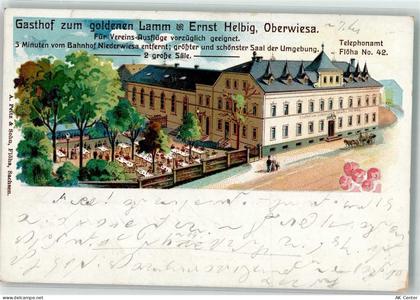 09577 O9387 Niederwiesa Lithographie Oberwiesa Gasthaus zum goldenen Lam... - 13630630