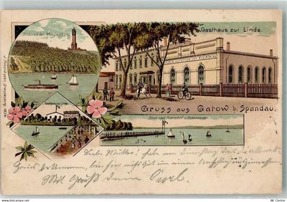 10115 W1000 Gatow 1899 Lithographie Wilhelmsturm Gasthaus zur Linde Sees... - 13640391