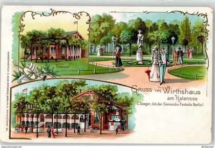 10115 W1000 Halensee Lithographie Gasthaus Am Halensee C.Saeger Fahrrad... - 51916099