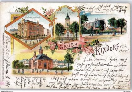 10115 W1000 Rixdorf Lithographie 1900 Schulhaus Böhmische Kirche Gasanst... - 51535609
