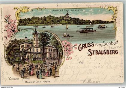 15344 O1260 Strausberg 1904 Lithographie Seebad Strausberg Gasthaus Seeb... - 13648741