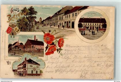15848 O1230 Beeskow 1898 Lithographie Berlinerstraße Schulgebäude Amt Ka... - 13626237