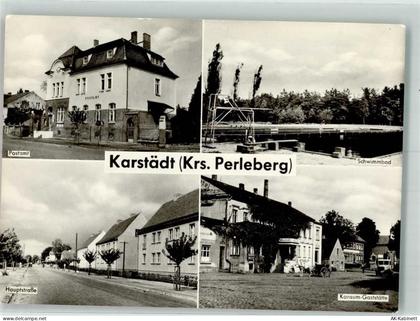 19357 O2919 Karstädt , Prignitz 1062 Foto AK Postamt Schwimmbad Hauptstr... - 39973491