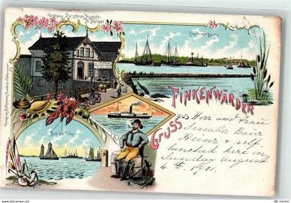 20095 W2000 Finkenwerder Lithographie Elbe Segelschiffe Gasthaus zur sch... - 13627700