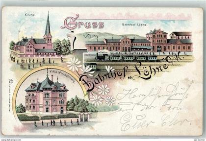 32584 W4972 Löhne 1897 Lithographie Kirche Bahnhof Eisenbahn Villa Winck... - 13606197