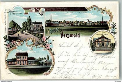 33775 W4804 Versmold 1900 Lithographie Bahnhof Villa Delius - 13671313