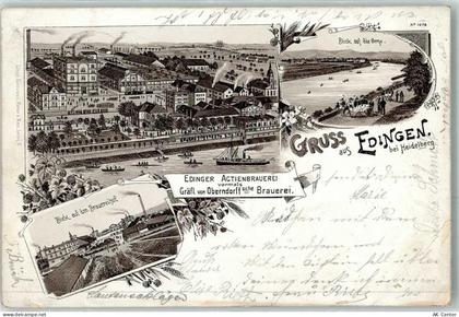 35764 W6349 Edingen , Hess 1897 Lithographie Brauerei Actienbrauerei Grä... - 13614595