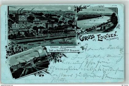 35764 W6349 Edingen , Hess Lithographie / Mondschein Brauerei Actienbrau... - 13614597