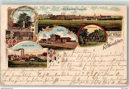 39164 O3105 Klein Wanzleben 1899 Lithographie Kriegerdenkmal Zuckerfabri... - 13621385