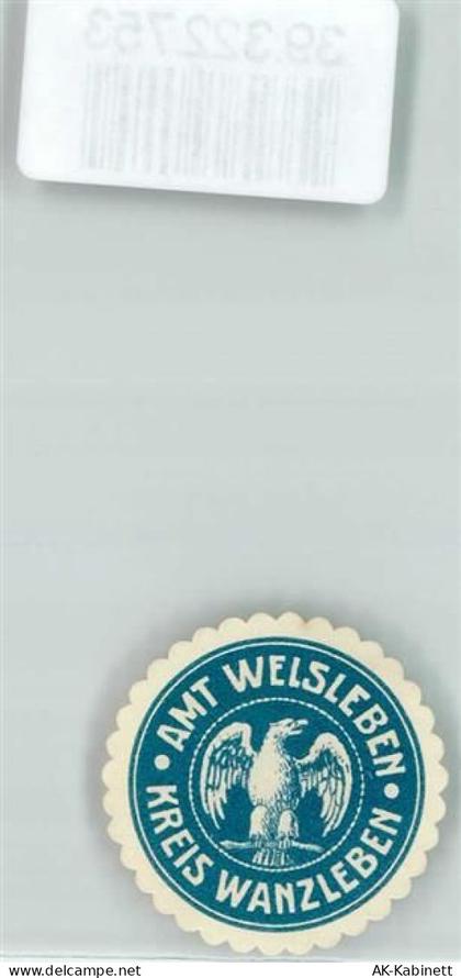 39221 O3301 Welsleben Siegelmarke Adler Blau Weiß Kreis Wanzleben - 39322753
