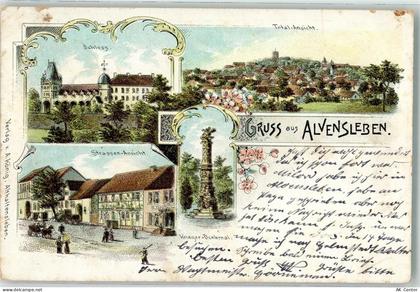 39340 O3240 Haldensleben 1899 Lithographie Schloss Kriegerdenkmal Alvens... - 13626468