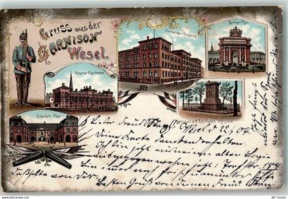 46483 W4230 Wesel a Rhein 1904 Lithographie Garnison Wesel Soldat Heuber... - 13543141