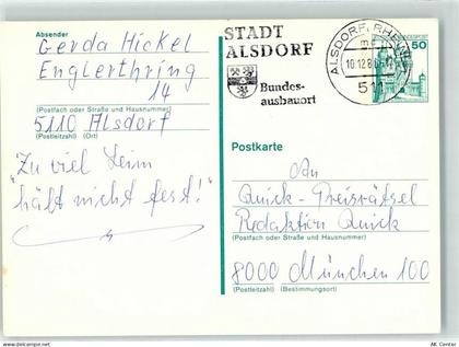 52477 W5110 Alsdorf , Rheinl - Ganzsache - 10595710