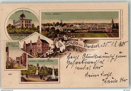 56269 W5419 Dierdorf 1900 Lithographie Schloss-Ruine Johanniter Hospital... - 13614924