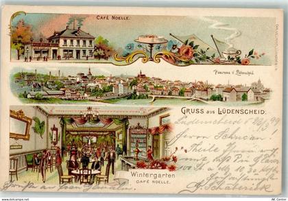 58507 W5880 Lüdenscheid 1899 Lithographie Cafe Noelle Wintergarten Zapft... - 13640067