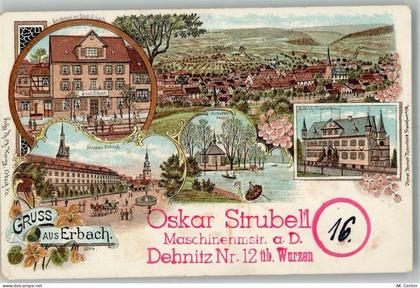 64711 W6120 Erbach , Odenw Lithographie Gasthaus Stadt Erbach Jagdschloß... - 13656687
