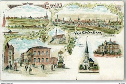 65239 W6203 Hochheim am Main Lithographie Rathaus Der Plan Ev. Kirche - 13606223