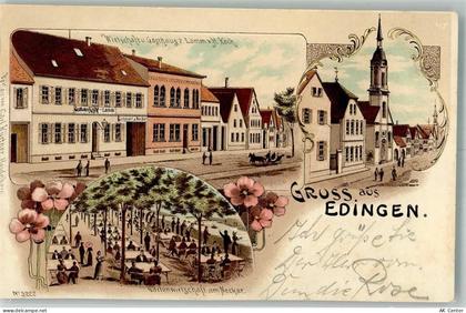 68535 W6803 Edingen-Neckarhausen Lithographie Gasthaus zum Lamm Gartenwi... - 13660299