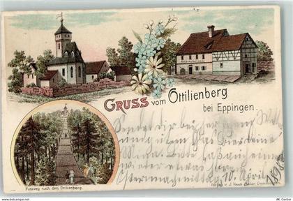 75031 W7519 Eppingen 1898 Lithographie Kirche Gasthaus Fussweg nach dem ... - 13607837