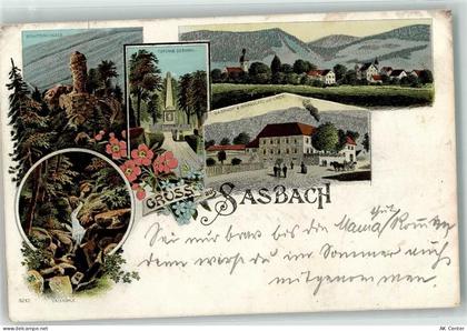 79361 W7831 Sasbach , Kaiserstuhl 1898 Lithographie Turenne Denkmal Gast... - 13609995