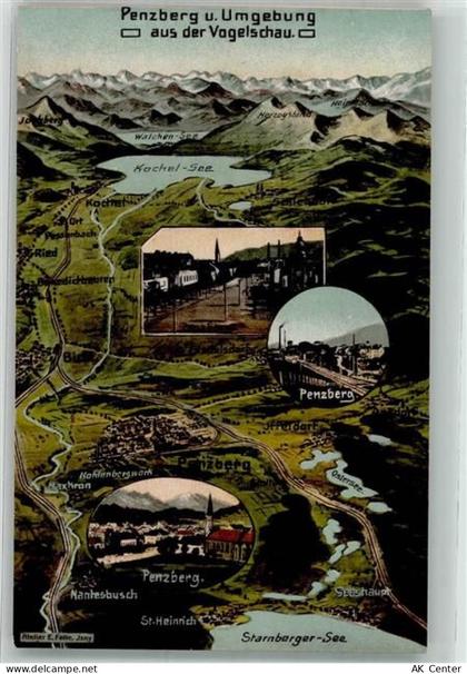82377 W8122 Penzberg - Vogelschau Penzberg und Umgebung Starnberger See ... - 13535773