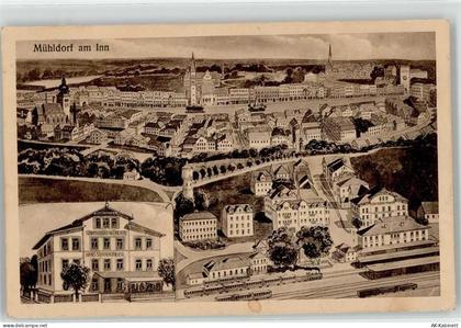 84453 W8260 Mühldorf a. Inn Künstlerkarte Gasthaus Löwenbräu München Bah... - 52096691