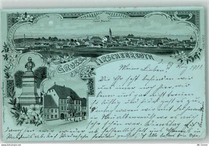 95643 W8593 Tirschenreuth 1900 Lithographie / Mondschein Schiller-Denkma... - 13608482
