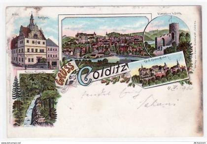Colditz, Lithographie Partie im Tiergarten, Wettinthurm bei Colditz, Rat... - 39020100