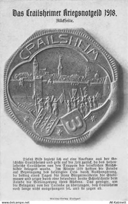 Crailsheim. Rückseite des Kriegsnotgeldes von Crailsheim 1918 gelaufen. ... - 39104463